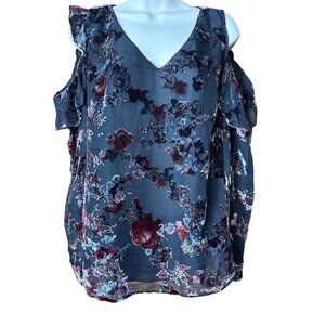 White House Black Market Cold Shoulder Floral Size 8 Velvet Burnout Whimisgoth